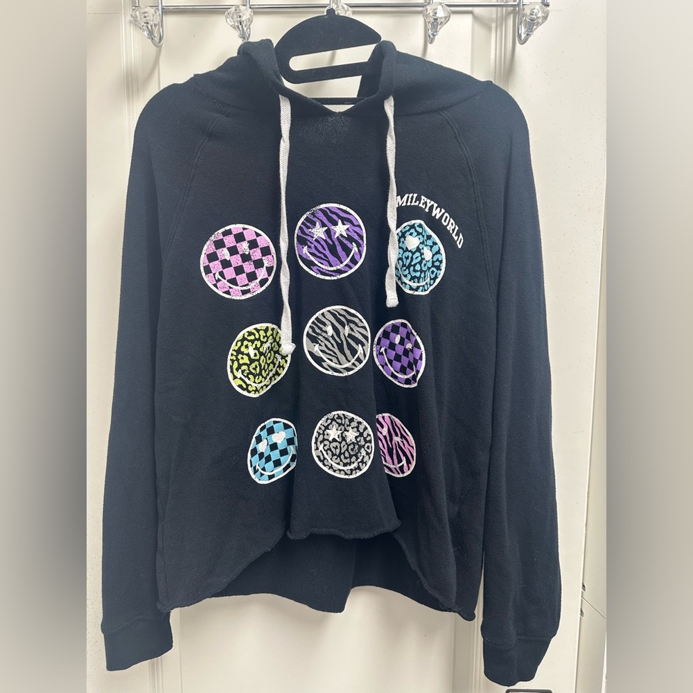Smileyworld Black Hoodie Multicolor Smileys Juniors XL Fits like Women’s M